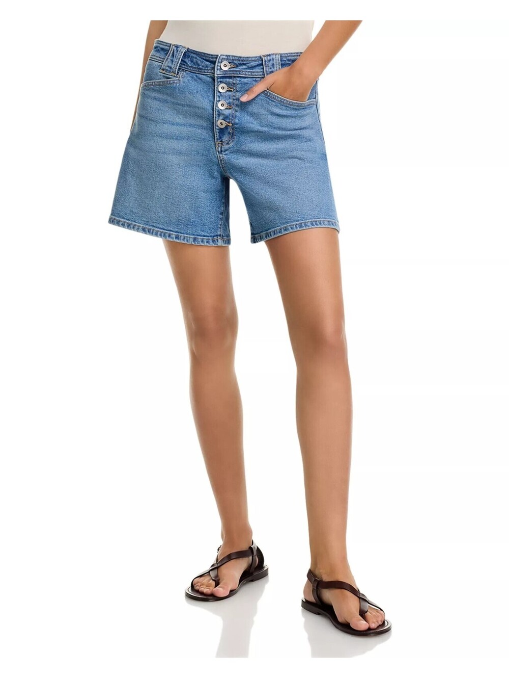 99$ Sanctuary Luna Button-Front Denim Shorts High Rise Women's Size 30 Blue